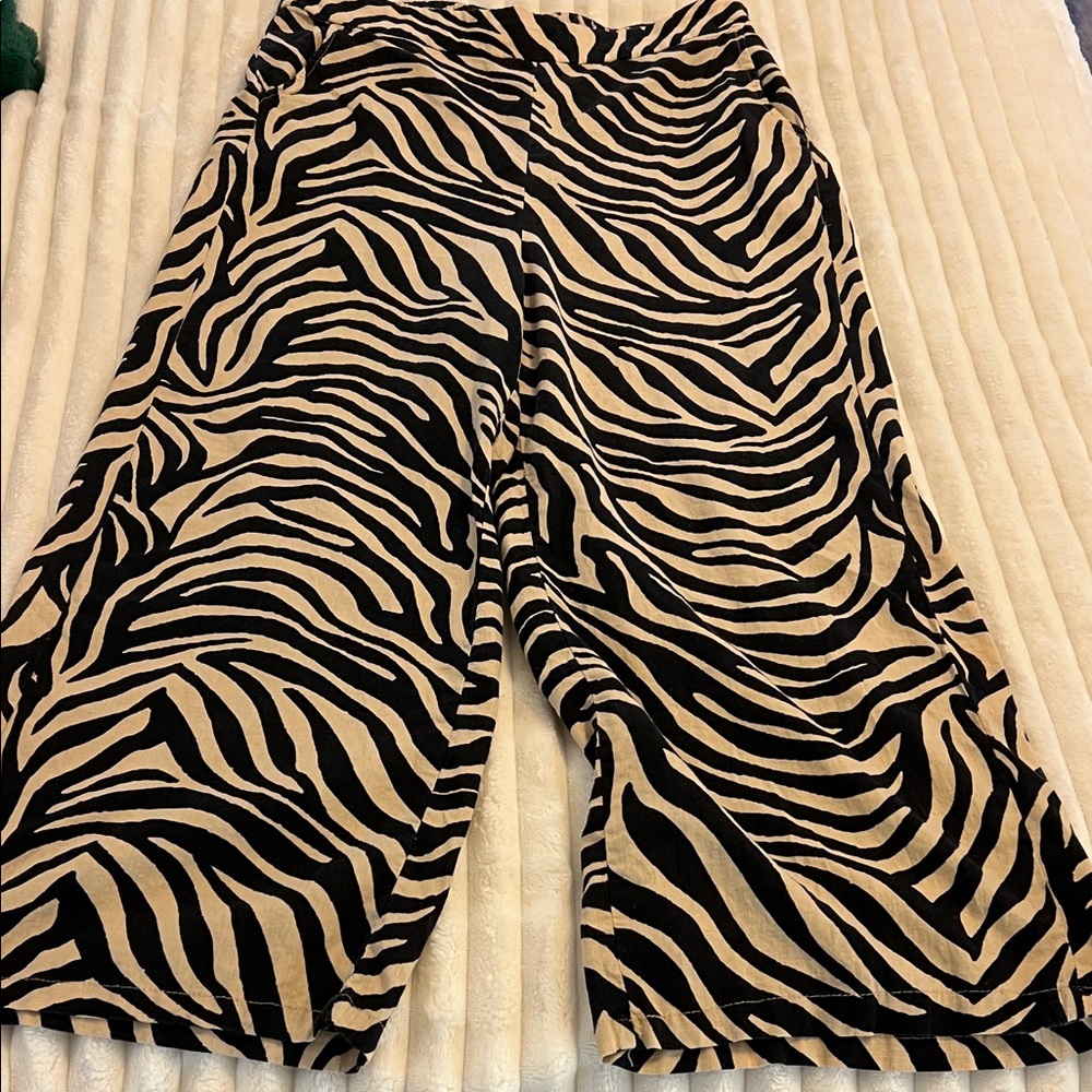Rachel Zoe Zebra Print Wide Leg Pants - Black and Tan